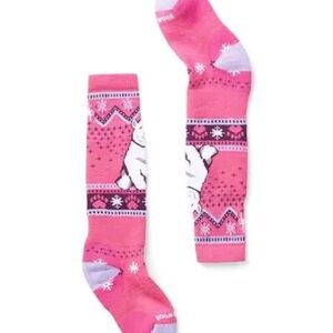 Smartwool Pink Polar Bear Kids winter ski Socks
